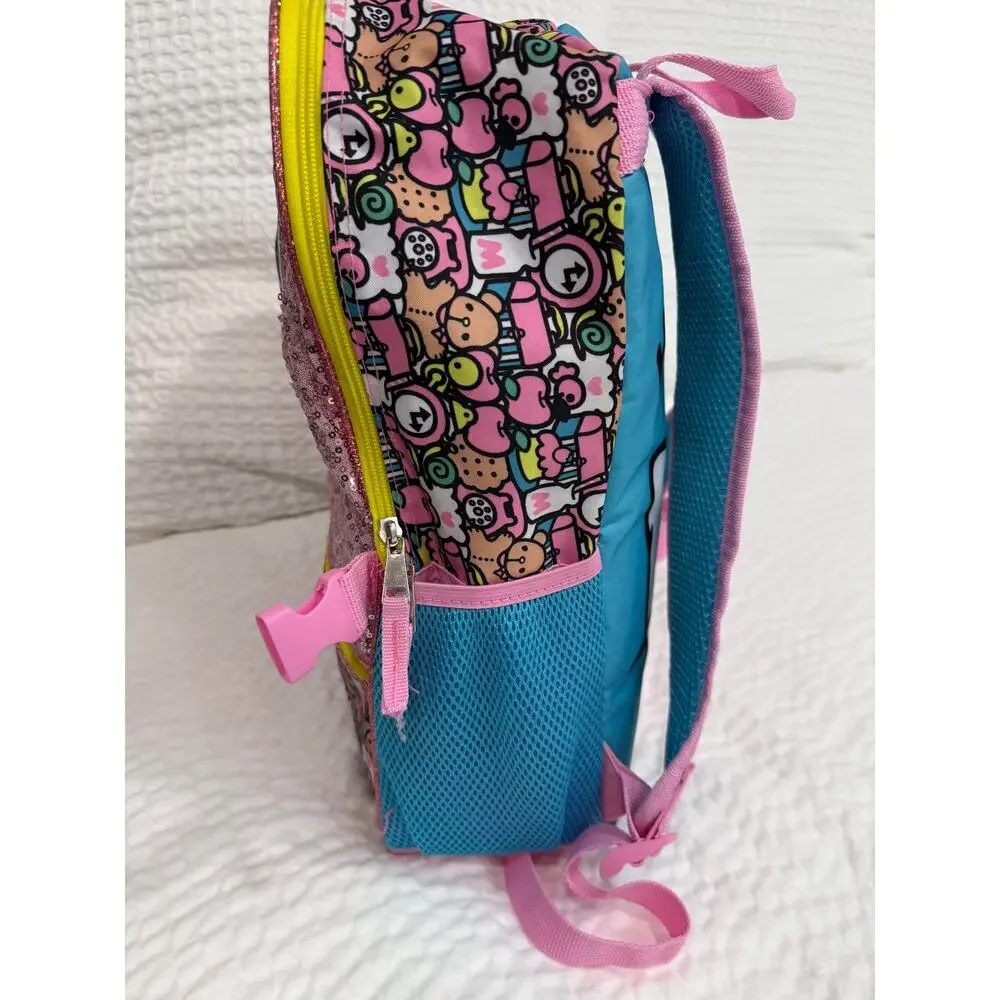 Hello Kitty Sanrio Glitter Confetti Backpack Pink School Bookbag Kids Travel Bag